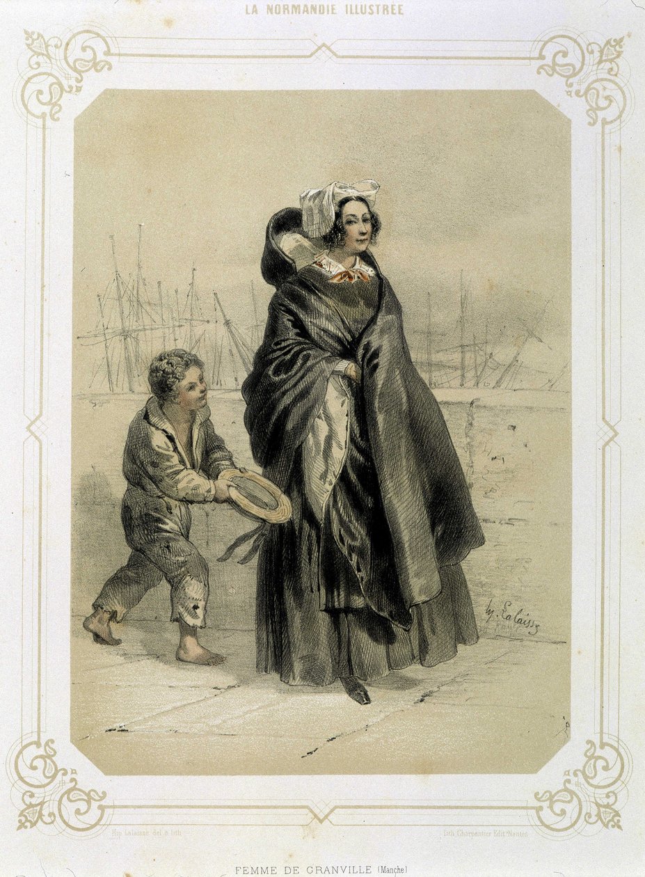 Femme de Granville et jeune mendiant - dans « Normandie illustrée » - French School