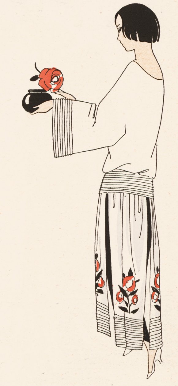 Mode féminine des années 1920 (lithographie couleur) - French School