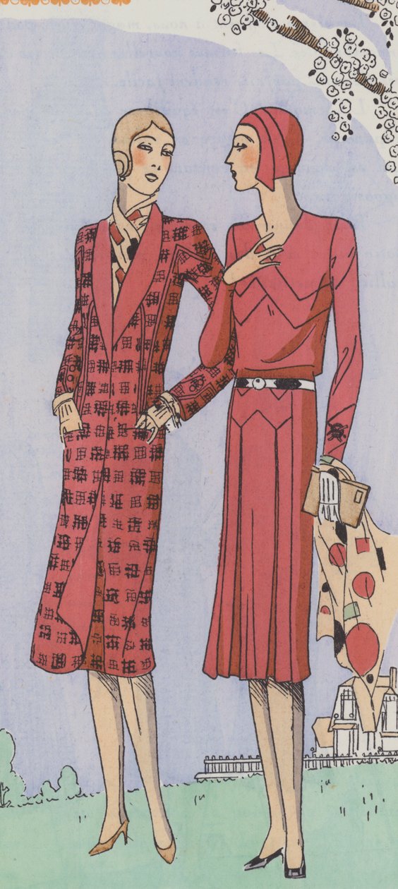 Mode féminine des années 1930 du créateur Premet (lithographie couleur) - French School