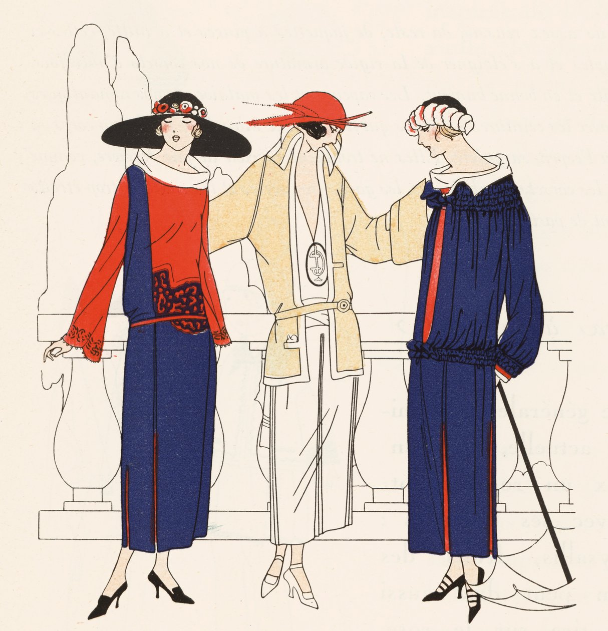 La mode féminine des années 1920 du créateur Jean Patou (lithographie couleur) - French School