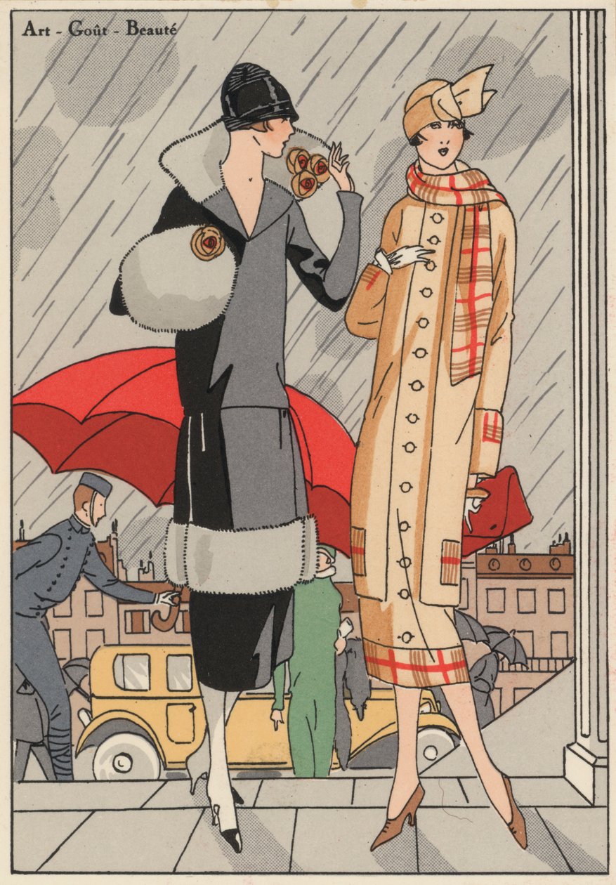 La mode féminine des années 1920 des créateurs Premet et Gustave Beer. (lithographie couleur) - French School