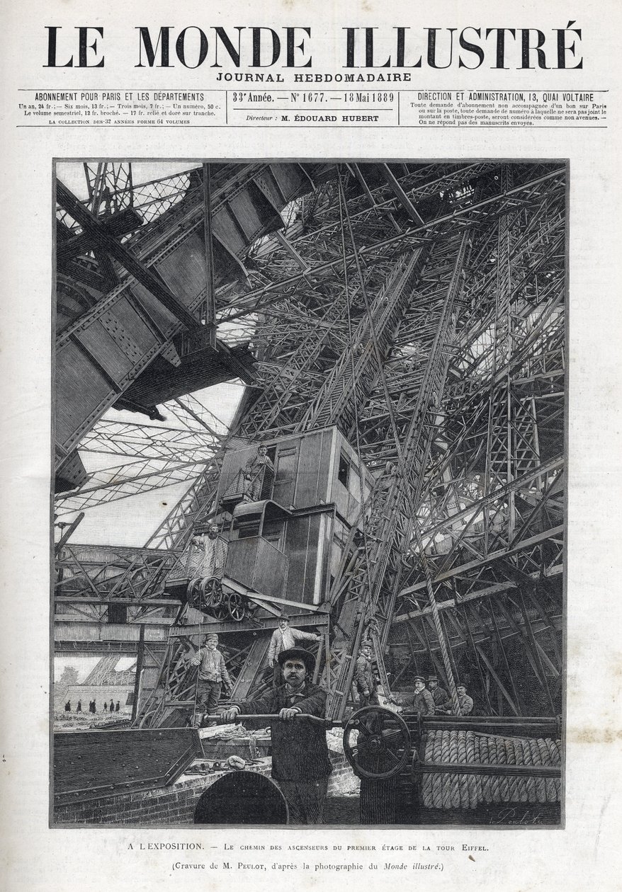 Exposition universelle de Paris de 1889 - Le chemin des ascenseurs du premier étage de la tour Eiffel - Le Monde Illustré de 1889 - French School