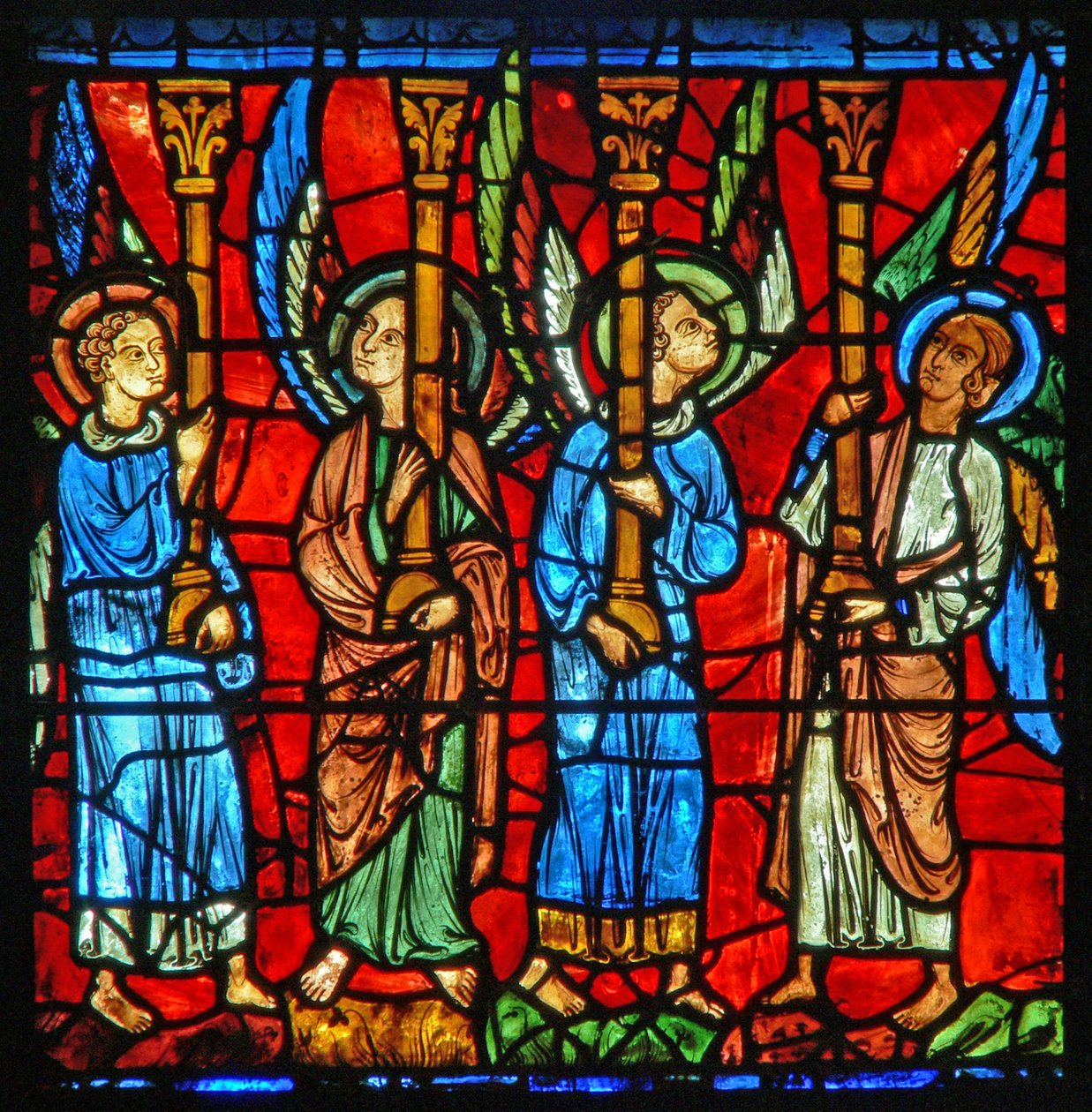 Anges soutenant le trône de la Vierge Marie - French School