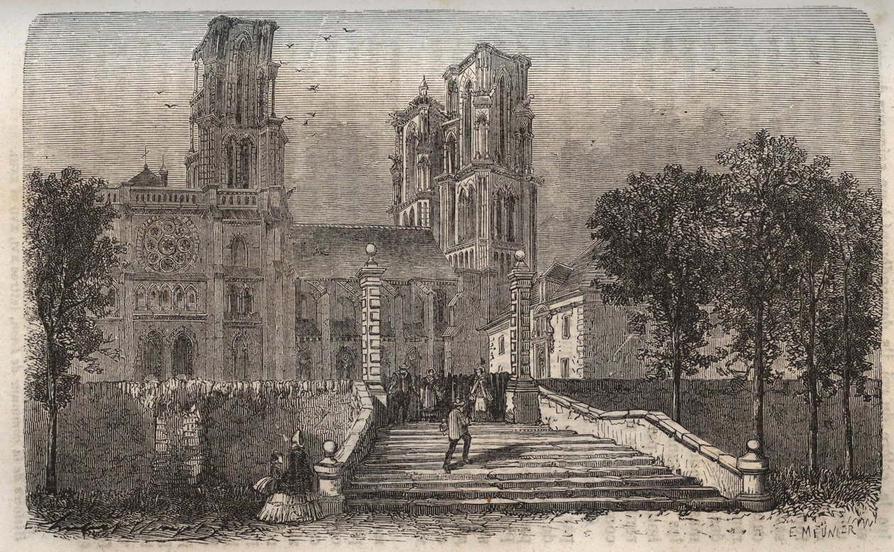 Cathédrale Notre-Dame de Laon (1150-1180), Aisne - gravure dans 