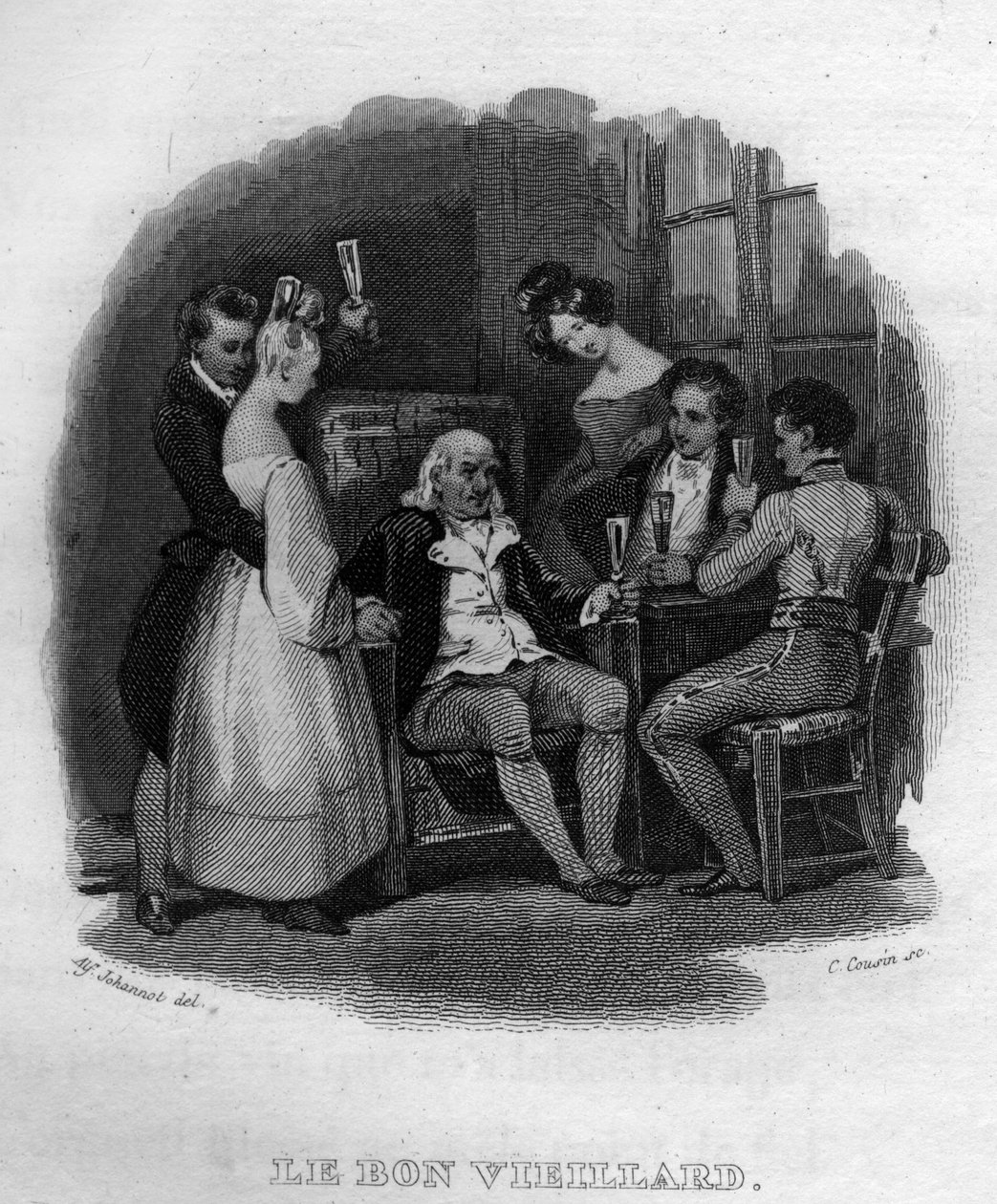 Le bon vieillard Chanson de Beranger dans Oeuvres complètes (1834) - French School