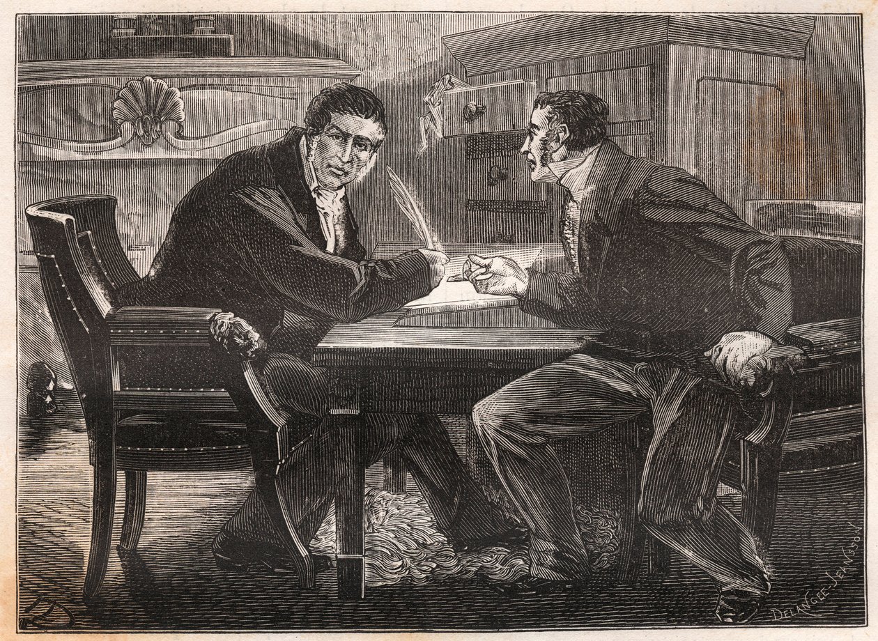 Monarchie de juillet - ministère des trois jours - entretien entre André Dupin (1783-1865) et Jean-Charles Persil (1785-1870) - 1834 - gravure - French School
