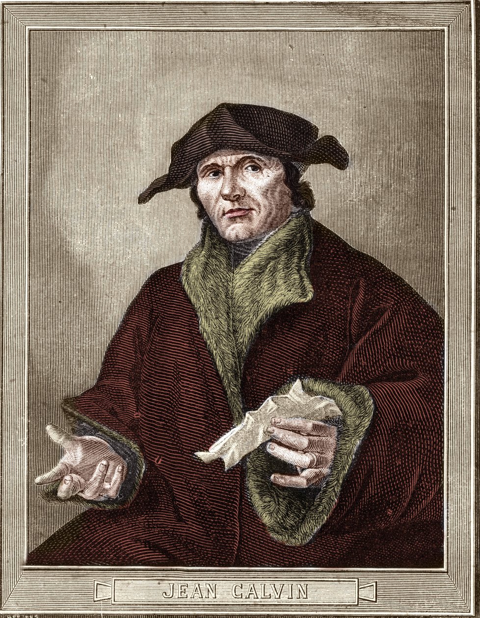 Portrait de Jean Calvin (1509-1564), réformateur religieux et écrivain français - French School