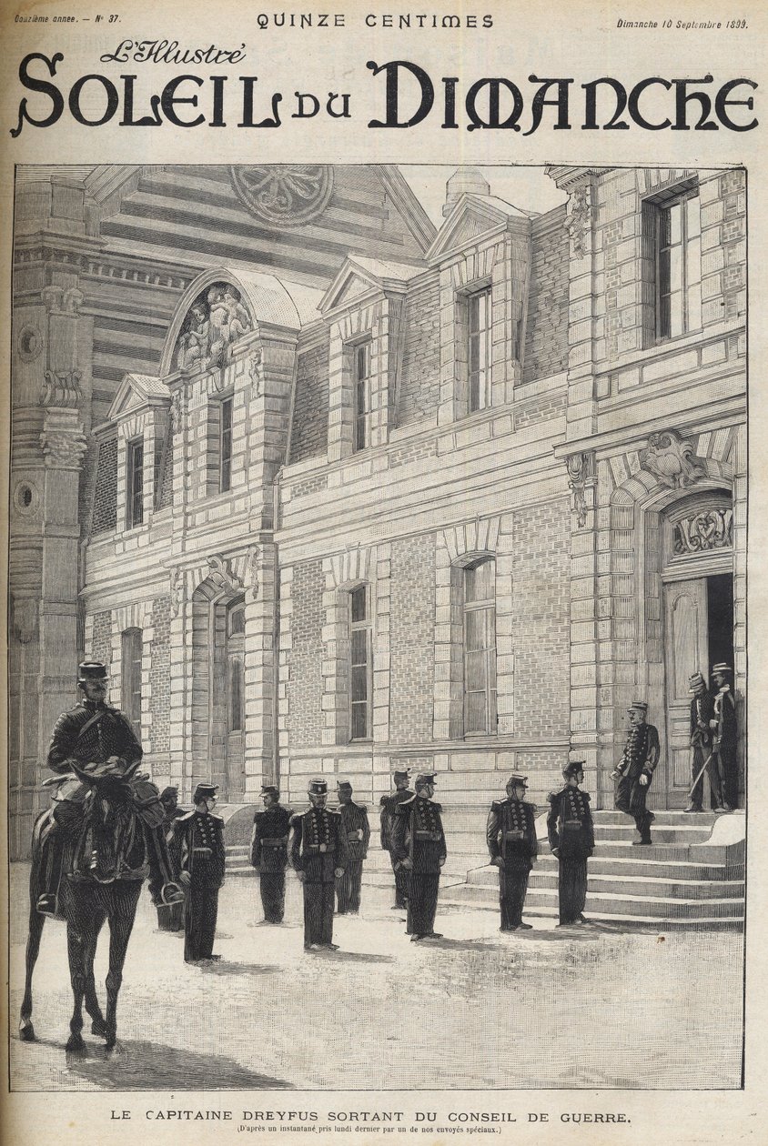 Affaire Dreyfus - Le capitaine Alfred Dreyfus sortant du Conseil de guerre - Procès de Rennes - Alfred Dreyfus quittant le Conseil de guerre (1899) - "Le soleil du dimanche" de 1899 - French School