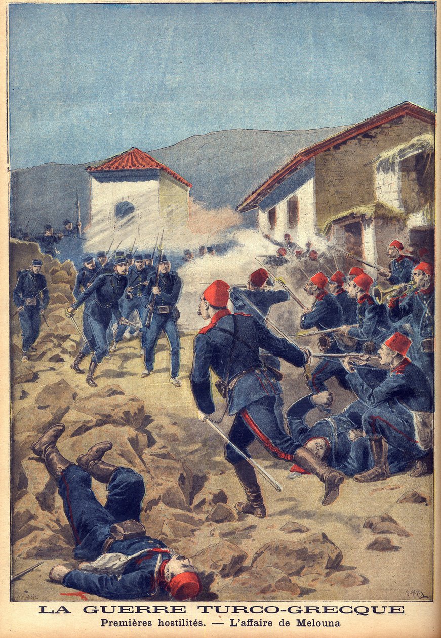 La guerre gréco-turque de 1897 (la guerre des Trente Jours) - Une des premières batailles en Thessalie - French School