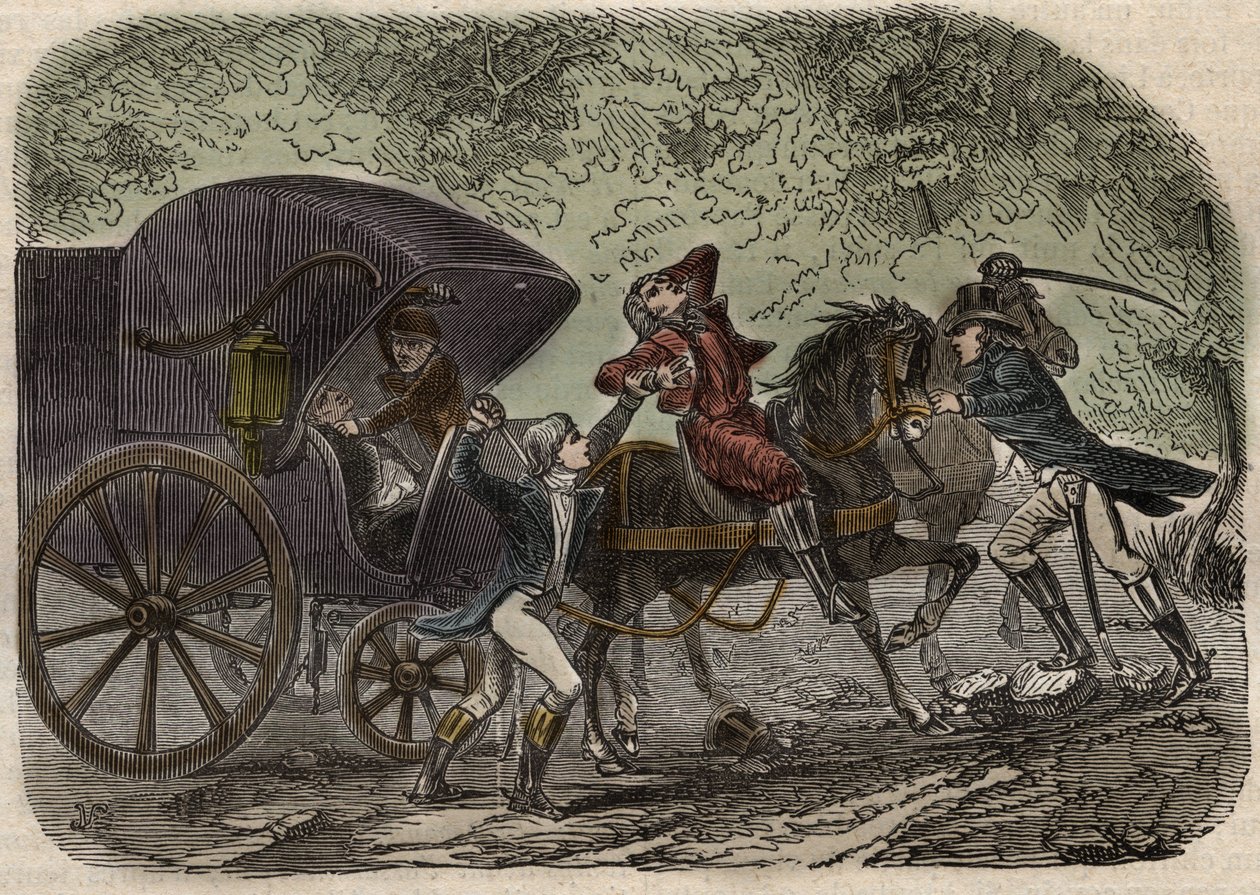 Affaire du courrier de Lyon - la malle-poste est attaquée en Seine et Marne par 5 individus le 28 avril 1796 - French School