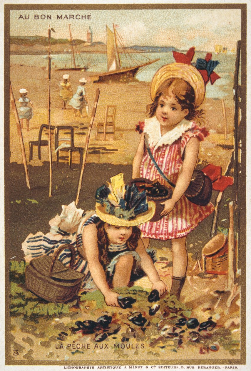 Carte postale vintage représentant des enfants sur une plage - French School