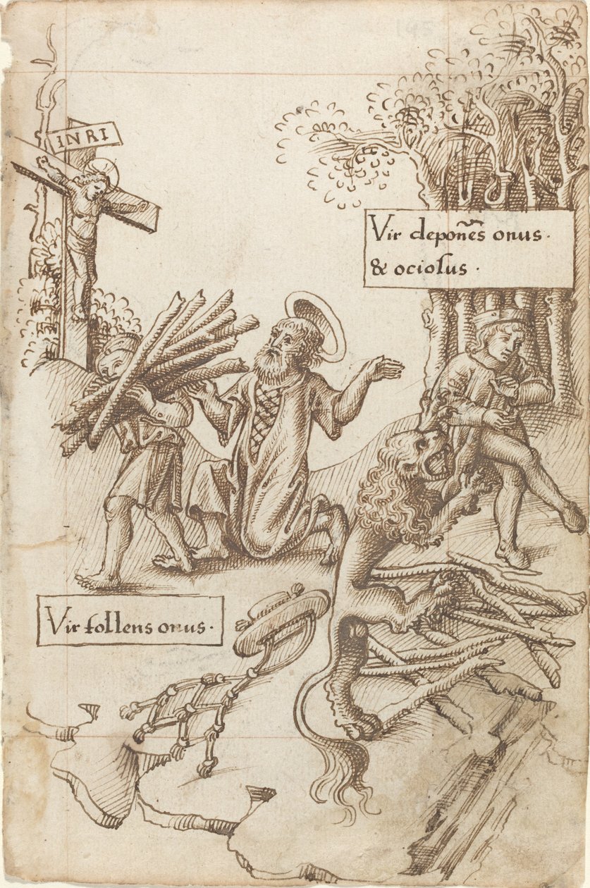 Aide celui qui prend son fardeau, pas celui qui le dépose [fol. 31 recto] - French early 16th Century