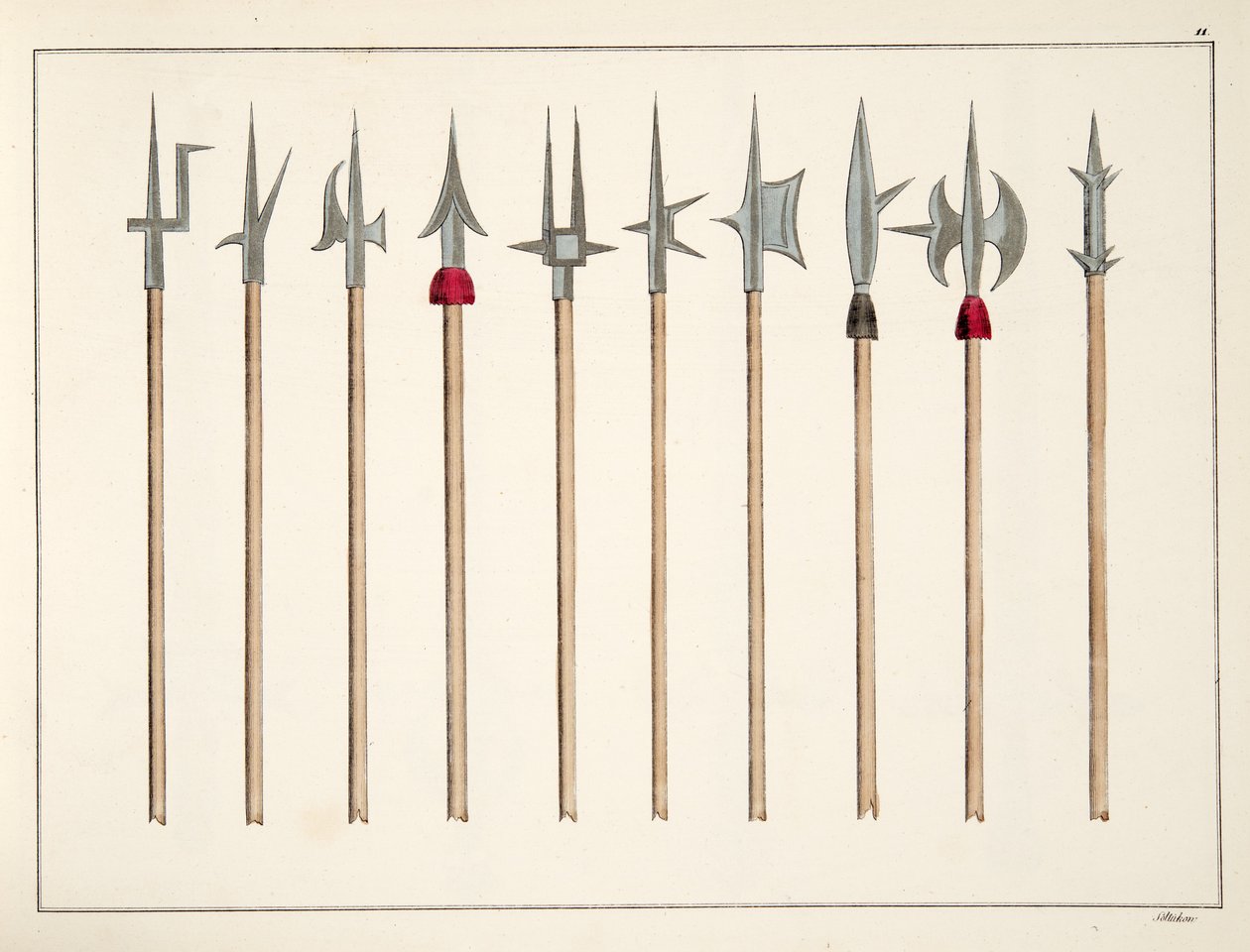 Lances, piques, hallebardes et partisanes, planche de 