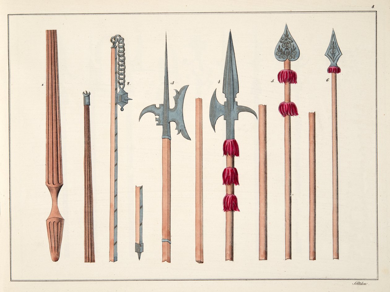 Lances, lances, hallebardes et partisanes, planche de 