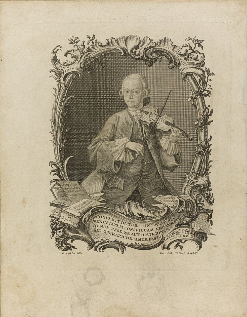 Leopold Mozart. Frontispice du Versuch einer gründlichen Violinschule, 1756 - Friedrich