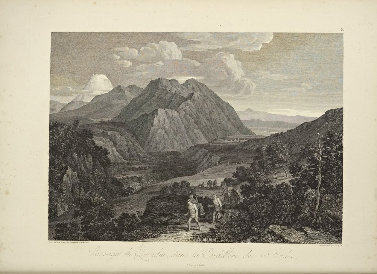 Passage du Quindiu, dans la Cordillère des Andes, dessiné par Koch, illustration de 