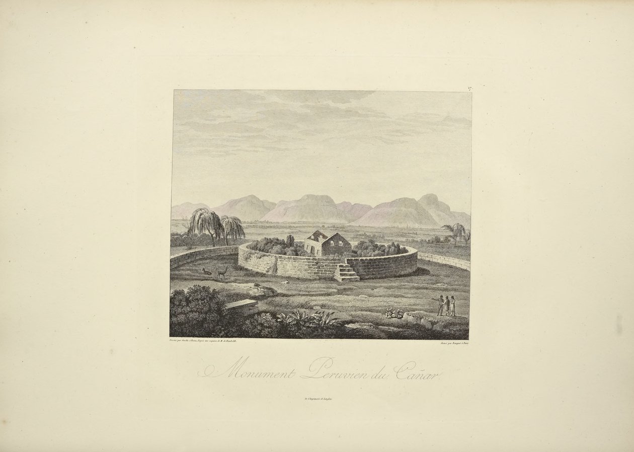 Monument péruvien de Canar, dessiné par Gmelin, gravé par Bouquet, illustration de 