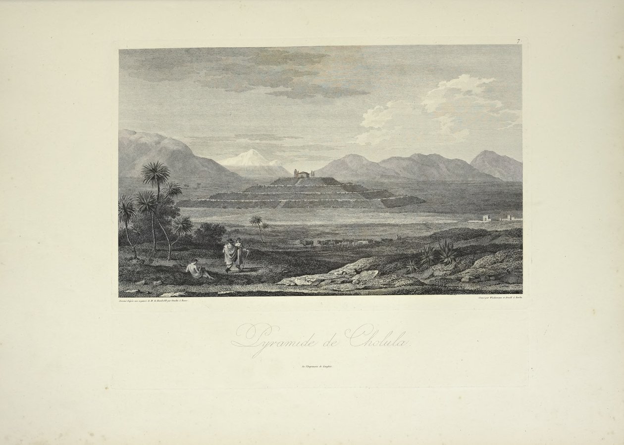 Pyramide de Cholula, dessinée par Gmelin, illustration de 