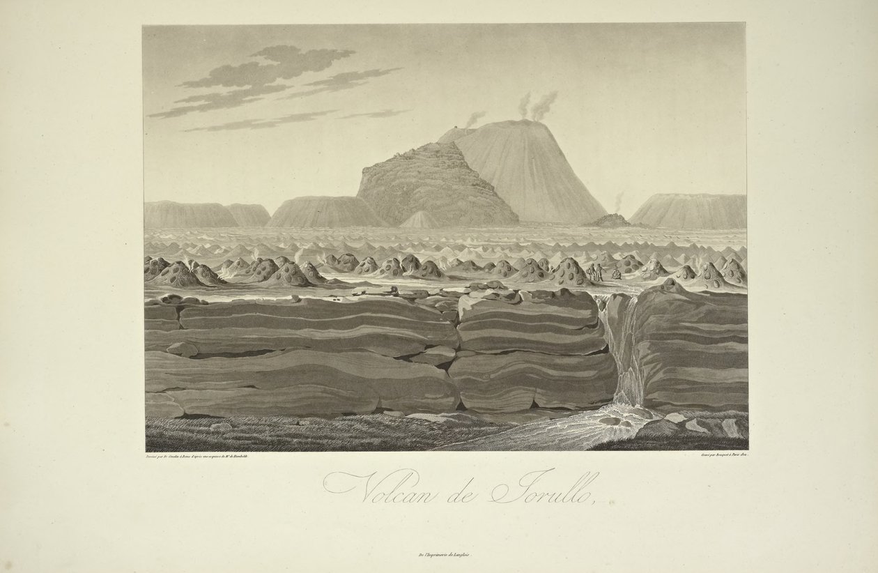 Volcan de Jorullo, dessiné par Gmelin, illustration de 