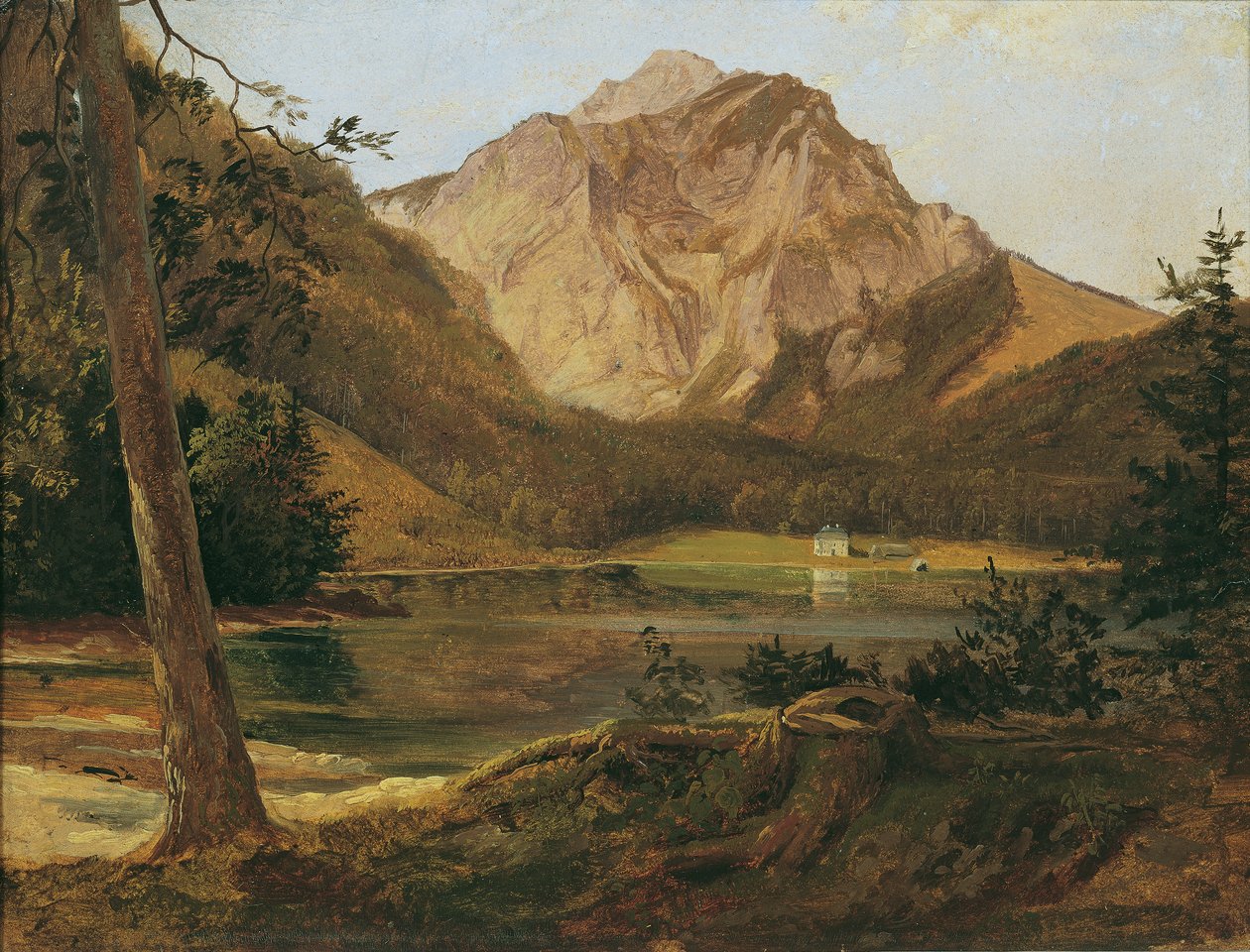Le lac Langbathsee avec les montagnes Höllengebirge - Friedrich August Mathias Gauermann