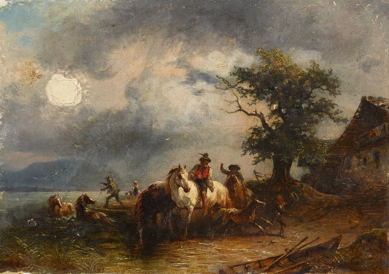 Abreuvoir pour chevaux - Friedrich August Mathias Gauermann