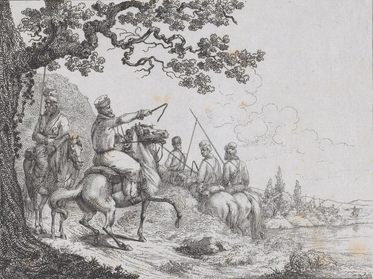 Cosaques chevauchant le long d