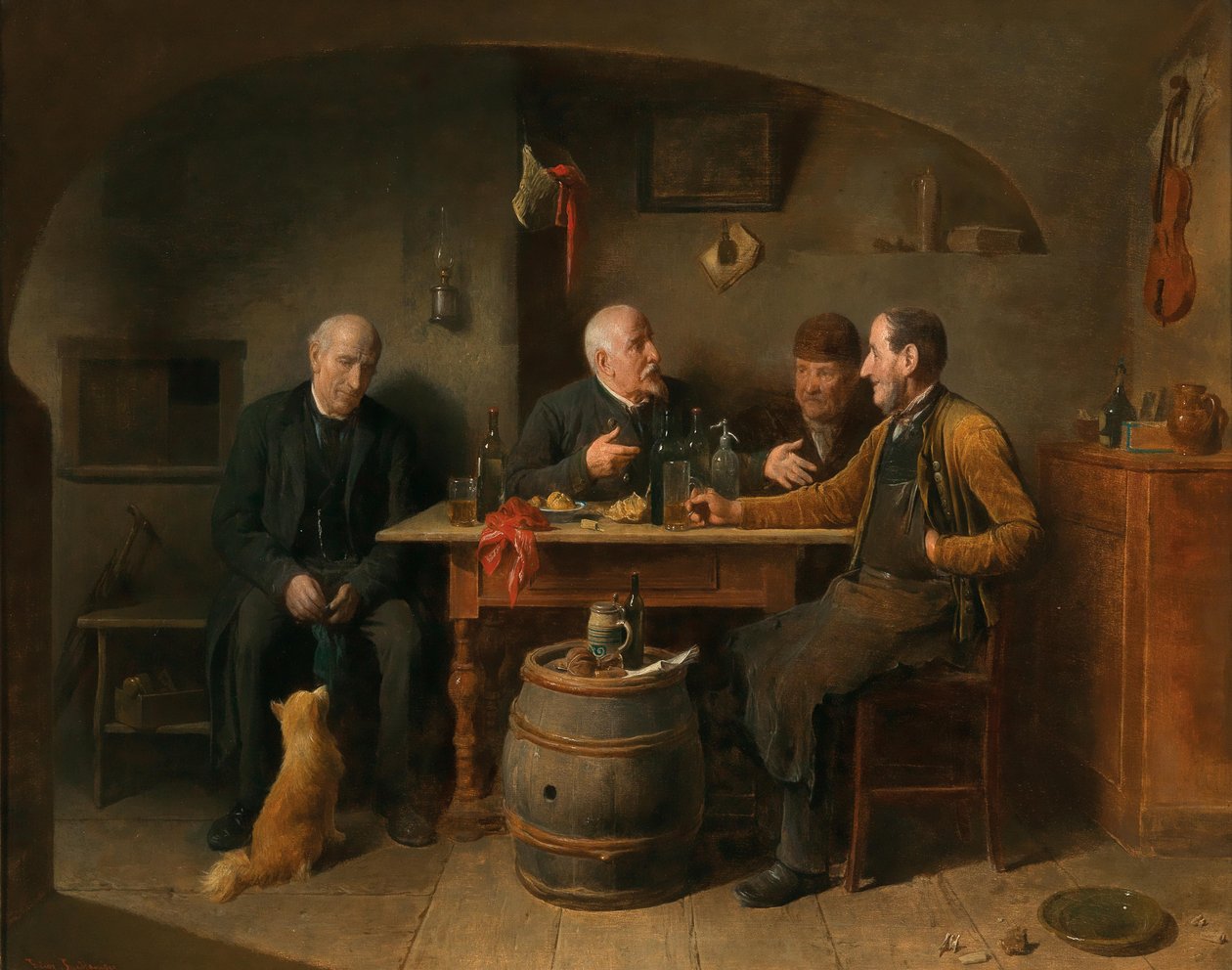 French : Quatre hommes dans une taverne A Tavern Scene - Friedrich Friedlander