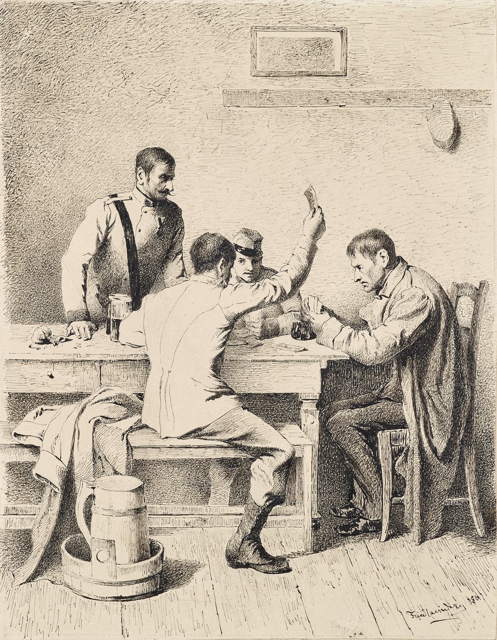 Soldats jouant aux cartes - Friedrich Friedländer Ritter von Malheim
