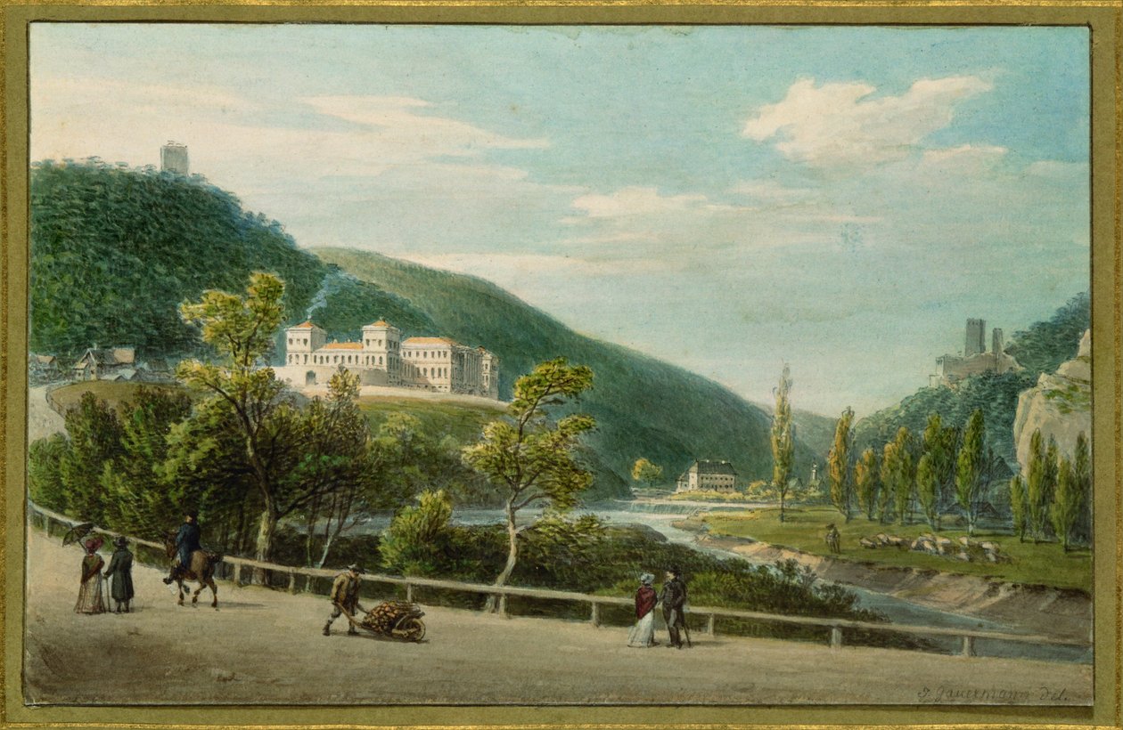 Helenental près du château de Weilburg (watercorlour) - Friedrich Gauermann