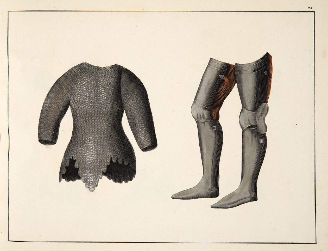Armure, planche de A History of the Development and Customs of Chivalry, par Dr. Franz Kottenkamp, publié par Carl Hoffmann, 1842 - Friedrich Martin von Reibisch