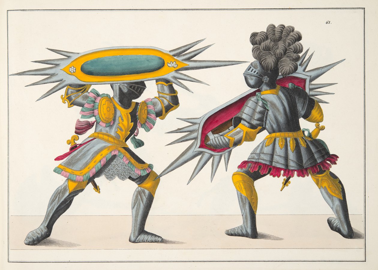 Deux chevaliers combattant, planche de 
