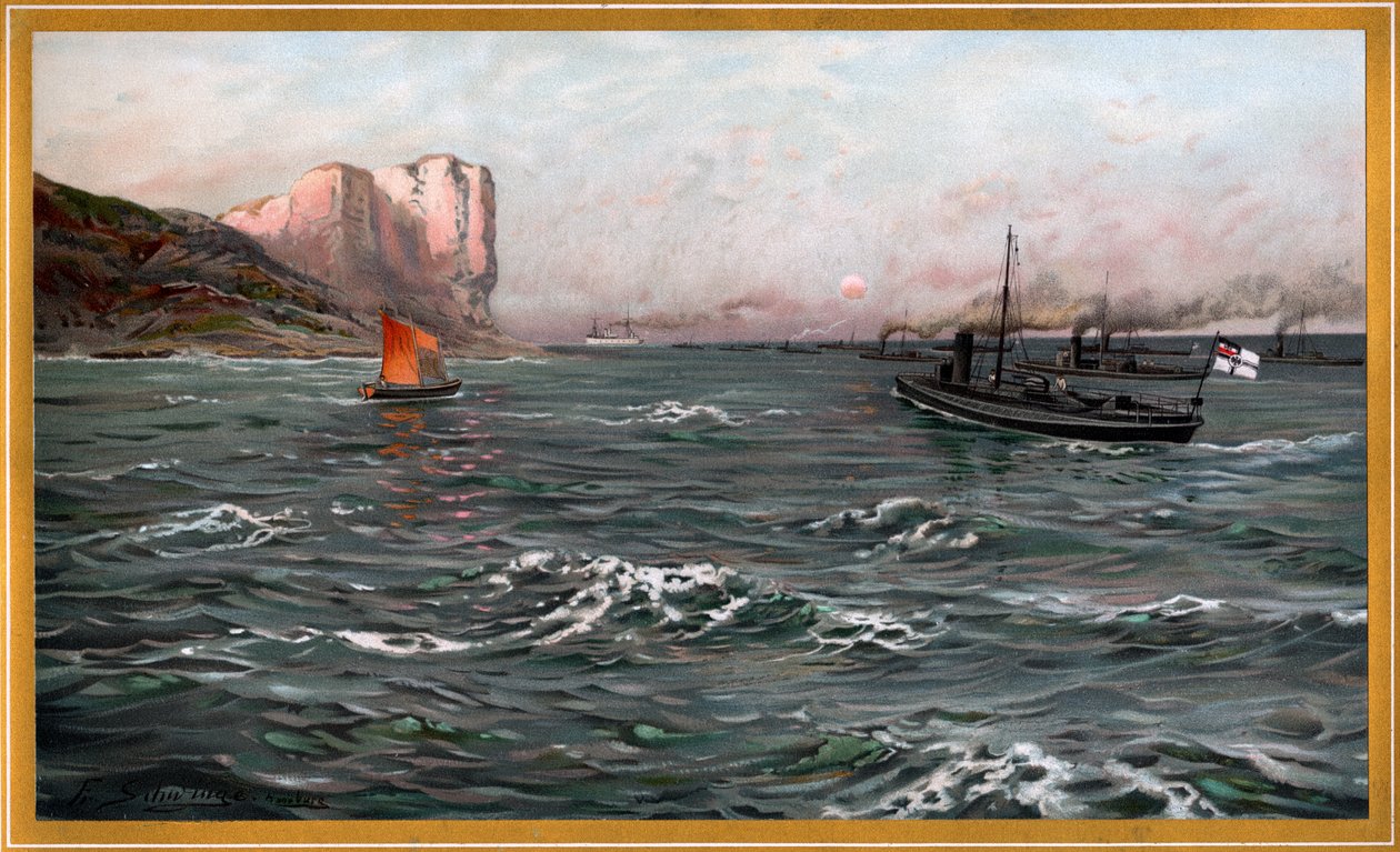 Marine impériale Bliz avec des divisions de torpilleurs à Stubbenkammer par Friedrich Schwinge, nr10 de G. Wislicenus, Notre flotte de guerre. - Friedrich Schwinge