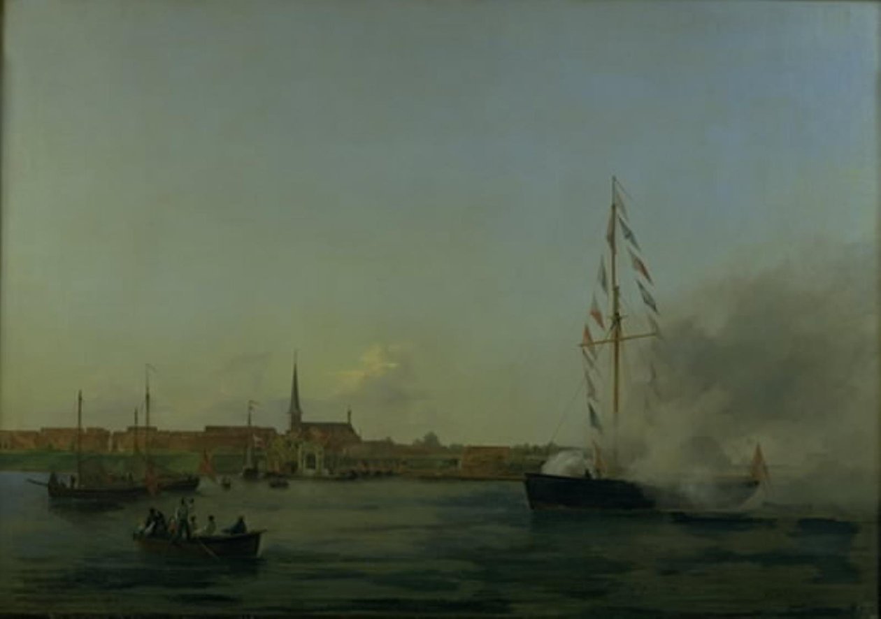 Le port de Nyborg. Au premier plan, le cotre "Neptun" - Friedrich Theodore Kloss