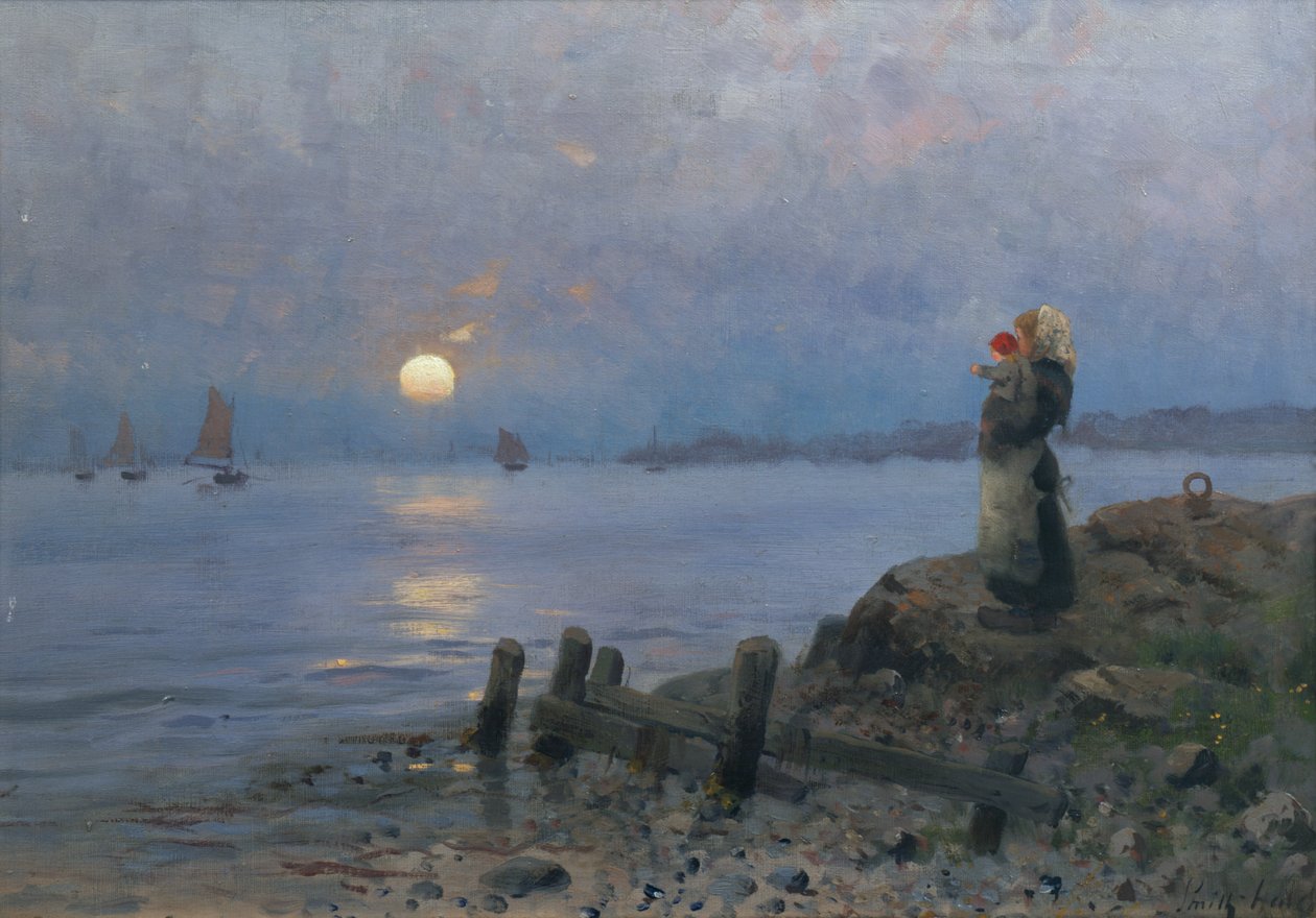 Femme et enfant à la plage - Frithjof Smith-Hald