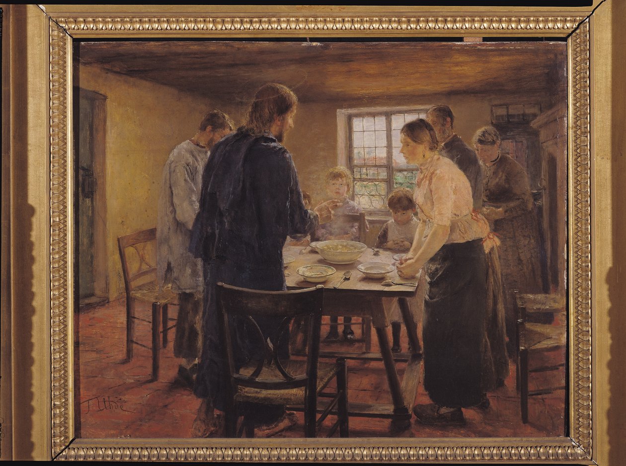 Christ avec les paysans, vers 1887-88 - Fritz von Uhde