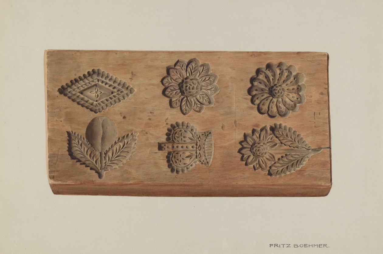 Planche de Springerle allemande de Pennsylvanie - Fritz Boehmer