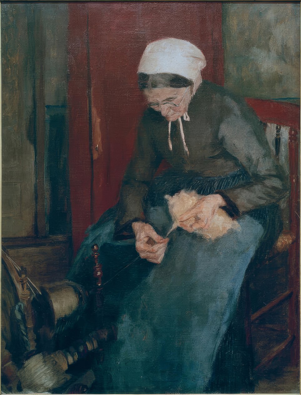 Vieille femme qui tourne - Fritz Mackensen