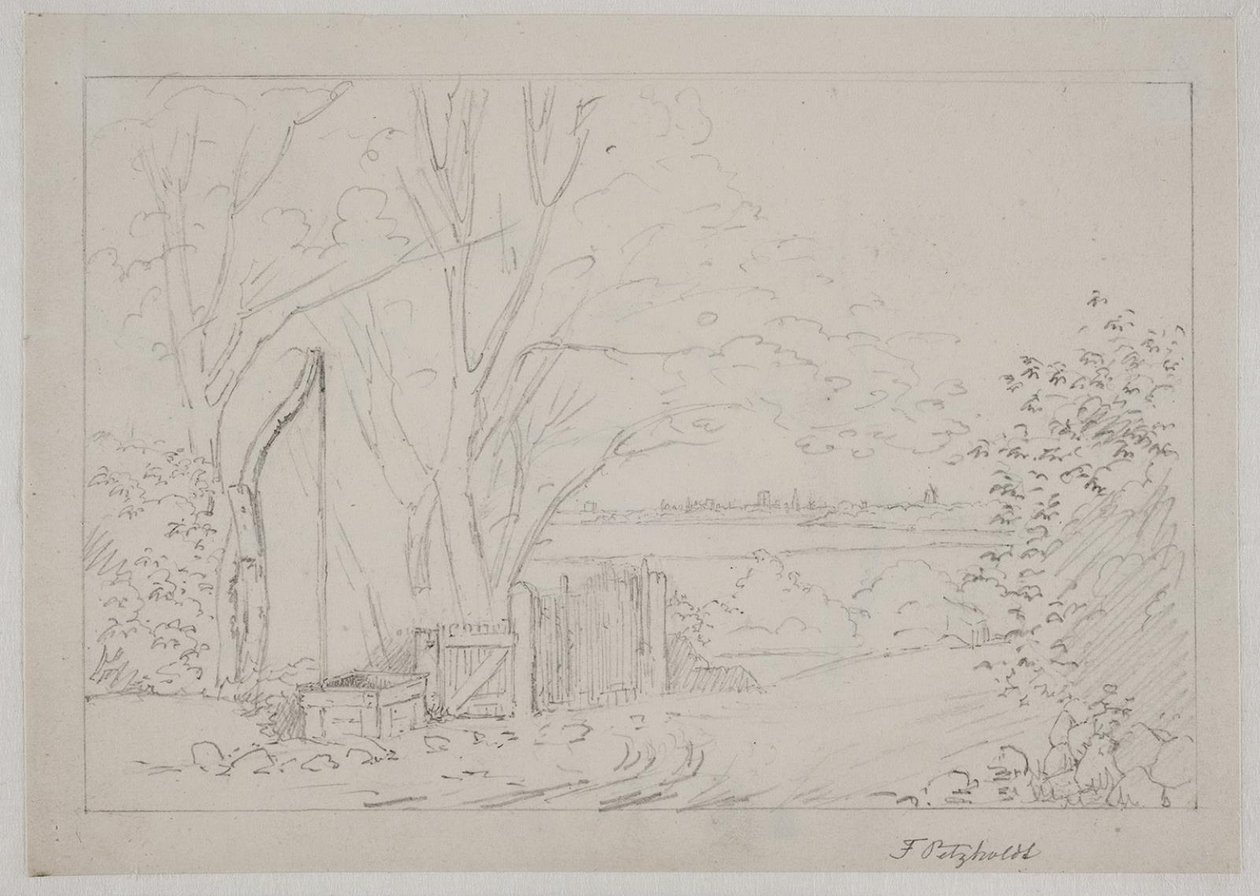 Paysage avec puits à bascule au premier plan - Fritz Petzholdt