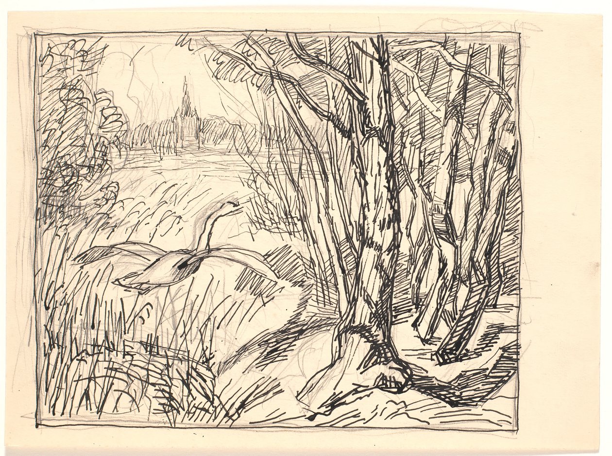 Paysage avec cygne décollant - Fritz Syberg