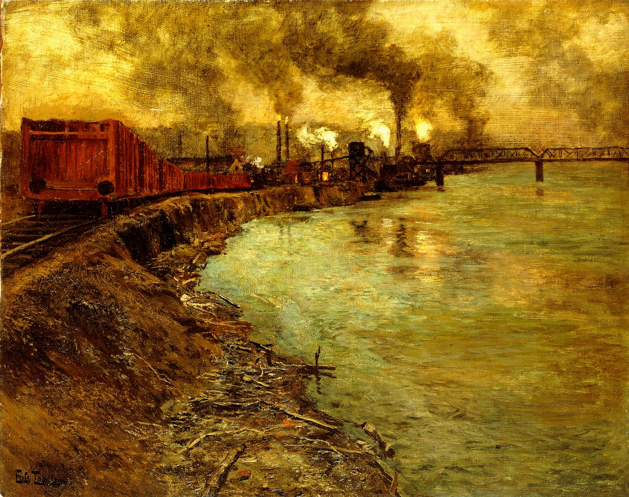 Train de marchandises au crépuscule - Frits Thaulow