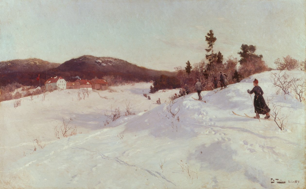 Hiver avec skieur - Fritz Thaulow