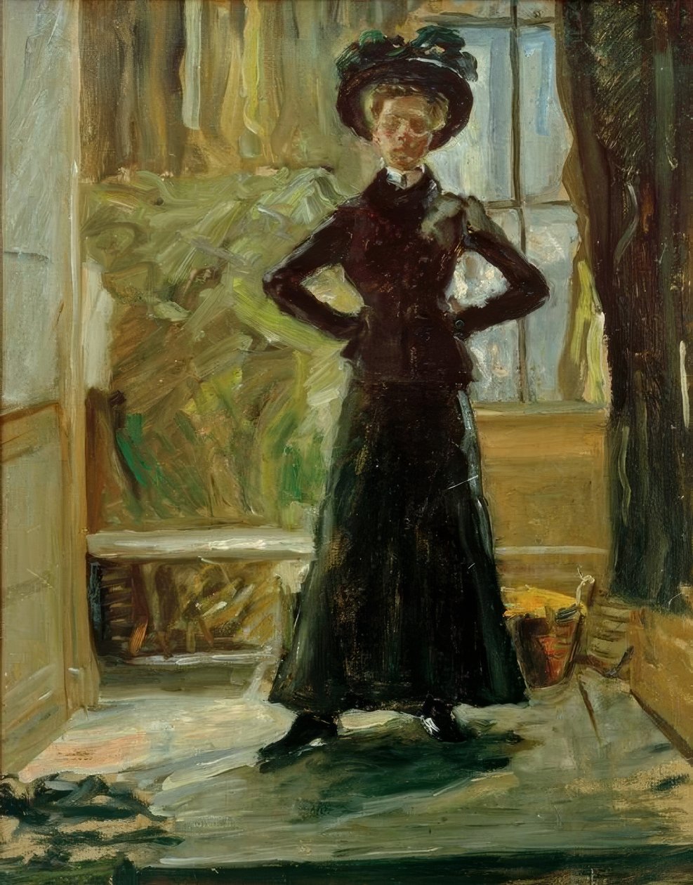 Portrait de la fille en costume noir - Fritz von Uhde