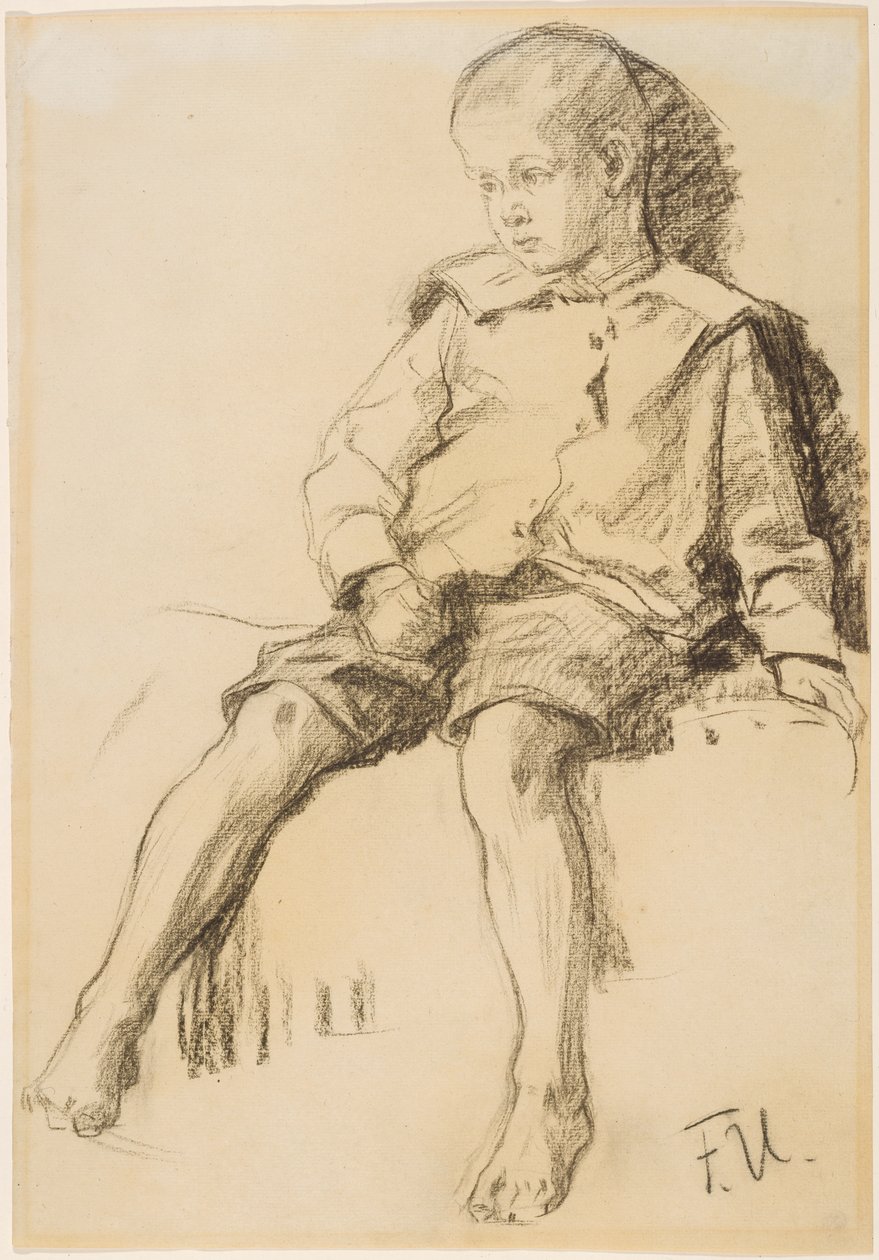Garçon assis aux jambes nues - Fritz von Uhde