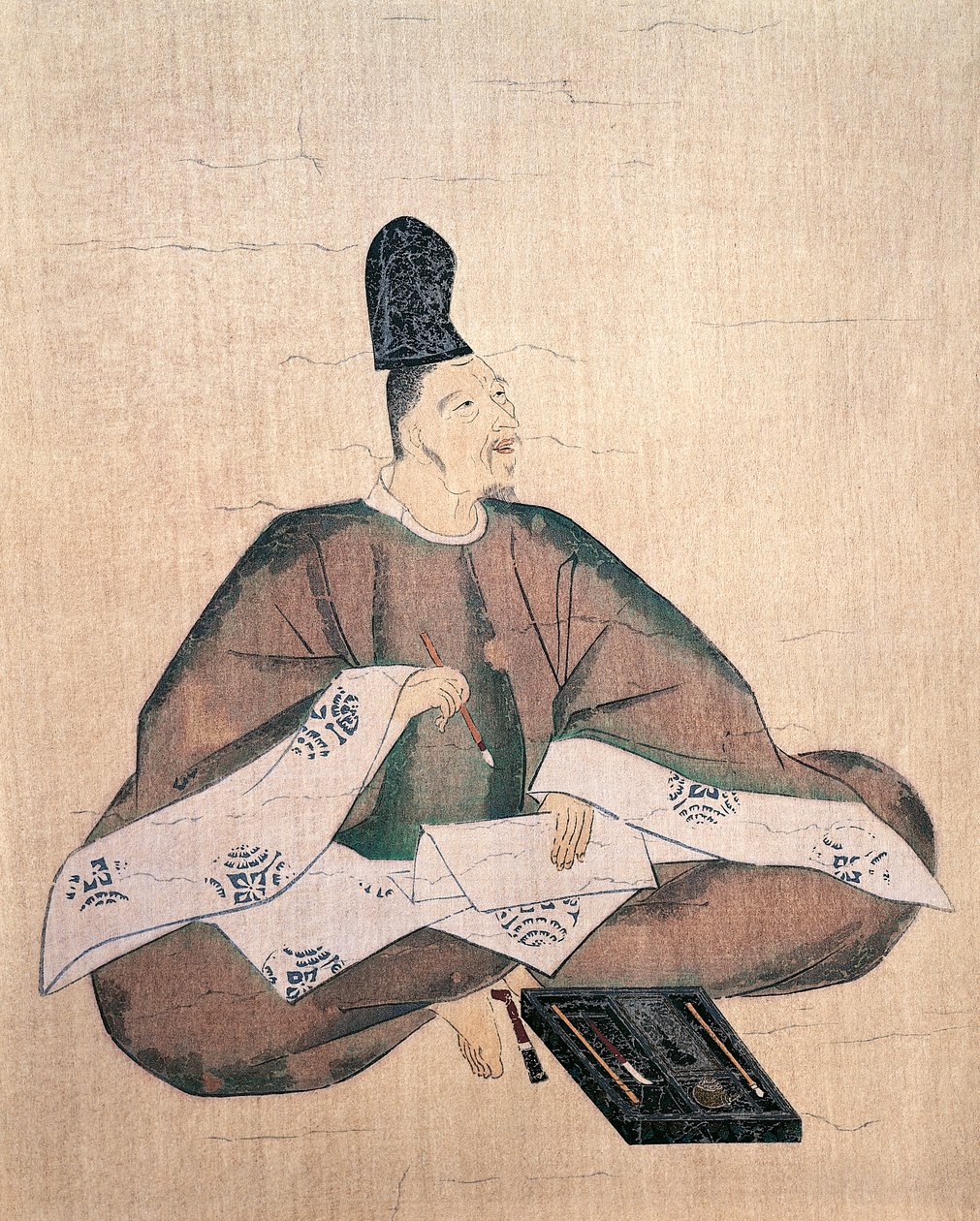 Portrait du poète Yamabe no Akahito, attribué à Fujiwara no Nobuzane, Japon, Civilisation japonaise - Fujiwara  Nobuzane