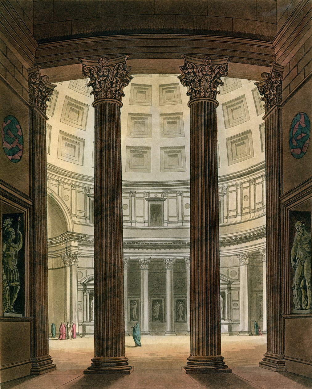 Intérieur du Panthéon, Rome, de Le Costume Ancien et Moderne par Jules Ferrario, gravé par G. Castellini, publié vers 1820-30 - Fumagalli