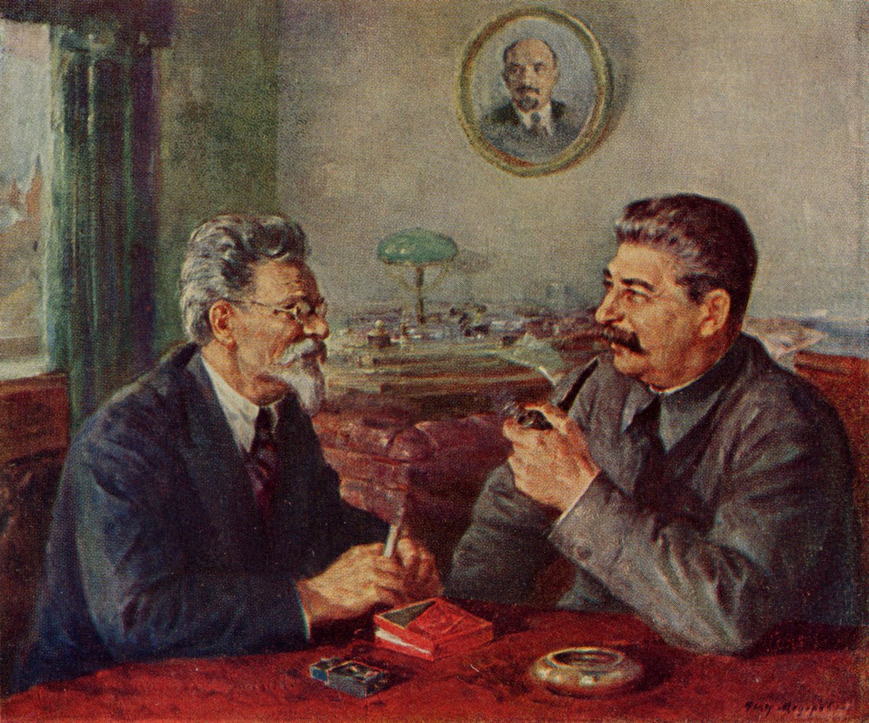 Joseph Staline (1879-1953) & Mikhaïl Ivanovitch Kalinine (1875-1946) - Fyodor Alexandrovich Modorov