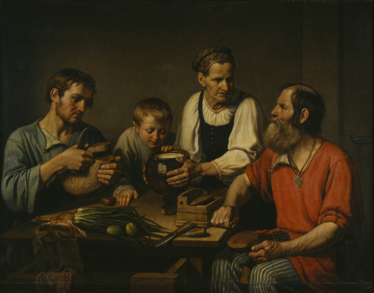 Famille paysanne avant le dîner, 1824 - Fyodor Grigoryevich Solntsev
