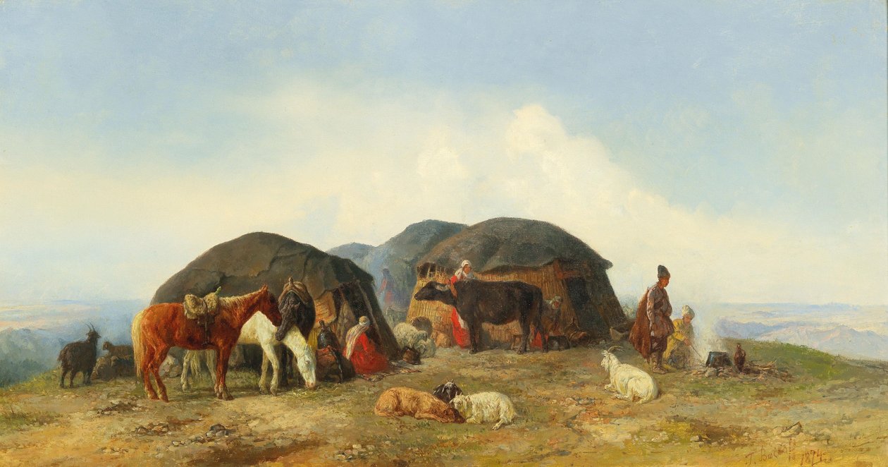 Bergers de bétail au repos dans le Caucase du Nord, 1874 - Fyodor Ilyich Baykov