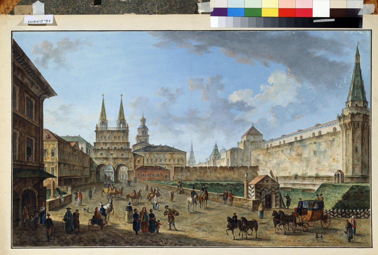 Moscou, vue de la porte de la Résurrection sur la Place rouge - Fyodor Yakovlevich Alexeev