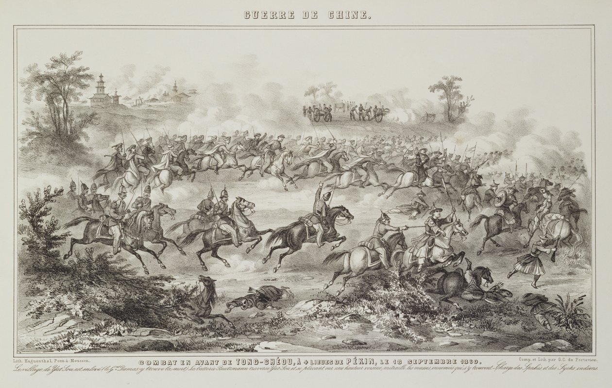 La bataille de Chang-Kia-Onang, avant Tong-Cheou, 18 septembre 1860, de La Guerre en Chine, 1862 - G.C. de Fortavion